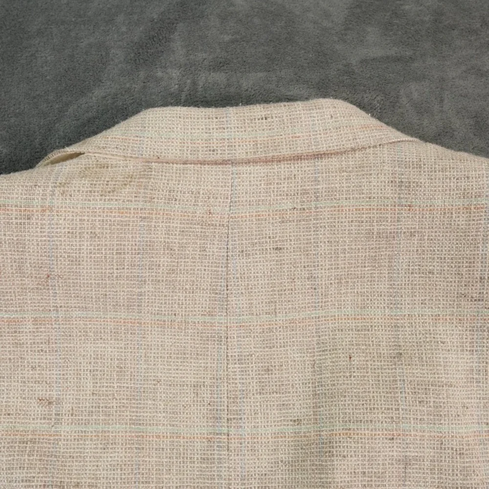 VTG Bill Blass Blazer Mens 42 Long? Sport‎ Coat Beige Textured Linen? USA Made